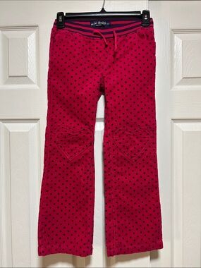 Mini Boden Hot Pink Corduroy Pants with Polka Dots & Heart Knee Patch - Size 8